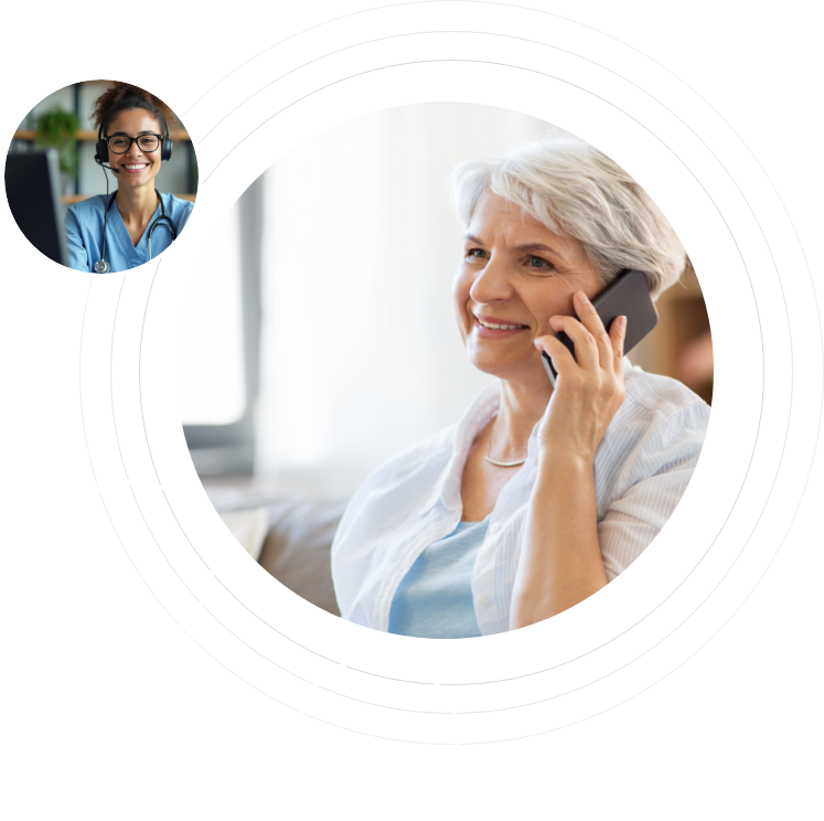 Patient on a phone call with their care team